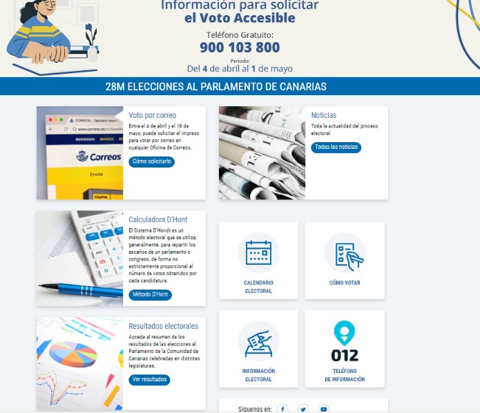 El Gobierno publica la web informativa para las elecciones al Parlamento de Canarias del 28 de Mayo