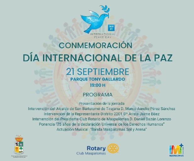 Programa de actos del Día Mundial de la Paz, 21 de septiembre, en Maspalomas