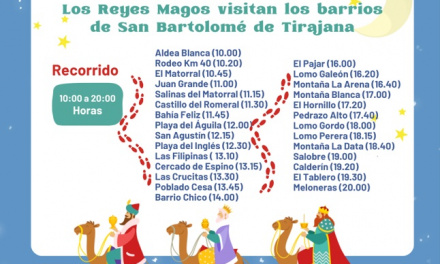 Los Reyes Magos recorrerán San Bartolomé de Tirajana el 5 de enero y los barrios el 4