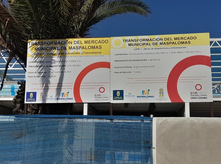 Mercado de Maspalomas: El extraño caso de un cartel con un importe de 619.159,05 euros