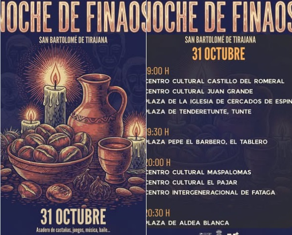 San Bartolomé de Tirajana celebrará el viernes, 31 de octubre, la Noche de Finaos