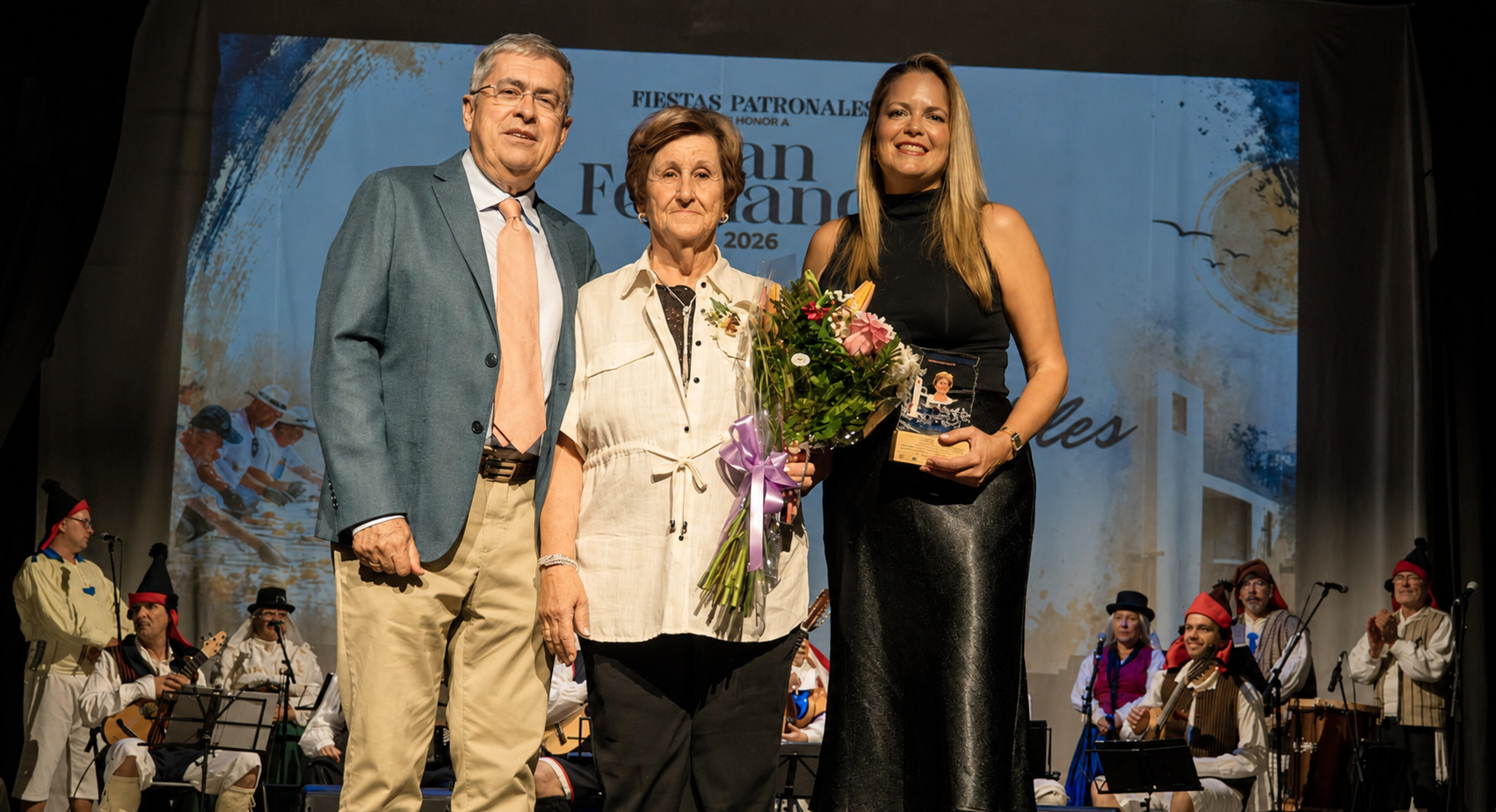 Paula Rodríguez durante el pregón de San Fernando 2026 en Maspalomas