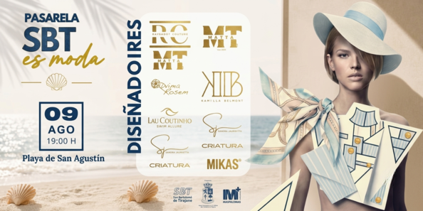Pasarela SBT es Moda 2026 en San Agustín Banner de la Pasarela SBT es Moda, el 9 de agosto a las 19:00 horas en la playa de San Agustín